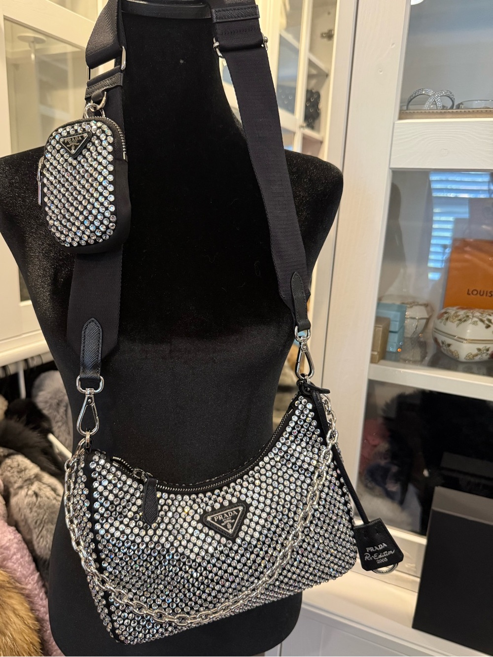 Prada Crystal-Embellished ReEdition Shoulder Bag